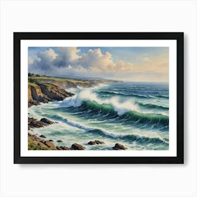 Power and Grace on the Edge of the World Cliffs And Waves Art Print