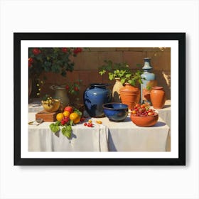 Fruit And Vases Art Print