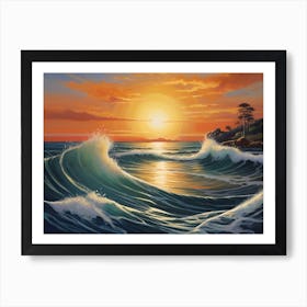 Sunset Over The Ocean Art Print