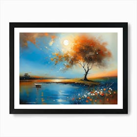 Delicate Lone Tree And A Small Boat Pt. 2 Art Print