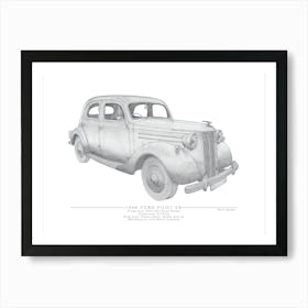 Ford Pilot V8 Pencil Illustration Art Print