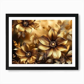 Gold Flowers 2 Art Print