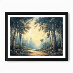 Three Dimensional A Forest Landscape As A Nature Themed Art Print