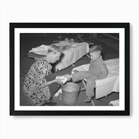 Wpa (Work Projects Administration) Nursery School Attendent Washing Dirty Feet Of The Children Before They Their Art Print