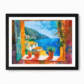 Positano From The Window View Painting 1 Art Print