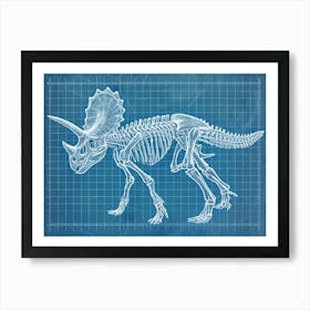 Triceratops Skeleton Hand Drawn Blueprint 2 Art Print