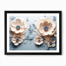 3d Flowers Background With Circle 2 Art Print