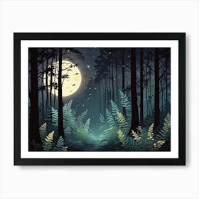 Forest At Night Art Print