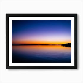 Tranquil Water Reflects Twilights Serene Glow Gentle Hues Of Orange And Purple Dancing On The Surf Art Print