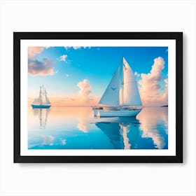 Sailboats In The Sea Art Print