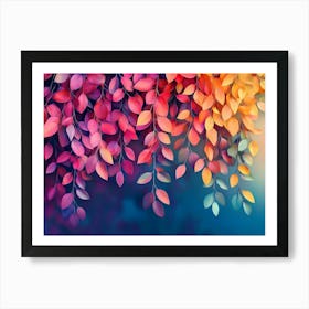 Elegant Colorful with Vibrant Flower Hanging Branches Illustration Art Print