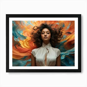 Beautiful Woman With Colorful Hair 1 Art Print