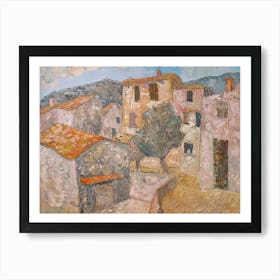 Village In Neutral Colours Painting Inspired By Paul Cezanne Art Print