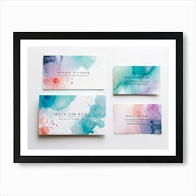 Bundle Of Creative Business Cards Featuring Watercolor Splashes Bursts Of Vibrant Colors In Shades (1) 2 Art Print