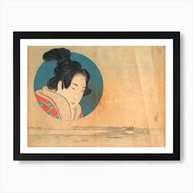 Portrait Of A Woman In Large Circle , Katsushika Hokusai Art Print
