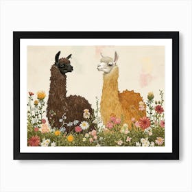 Floral Animal Illustration Llama 3 Art Print