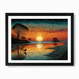 Sunset At The Beach Art Print