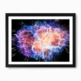 Space Neon Explosion #3 - space neon poster, synthwave poster Art Print