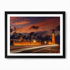 Nightly View From London Westminster Art Print