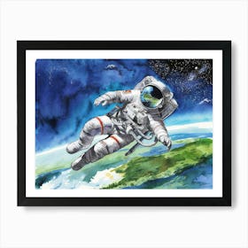 Astronaut In Space Art Print