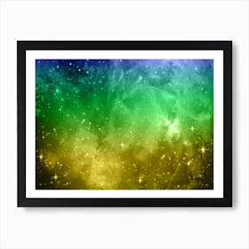 Yellow Green Galaxy Space Background Art Print