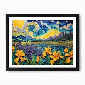 Starry Night Iris Painting Art Print