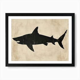 Largetooth Cookiecutter Shark Silhouette 1 Art Print