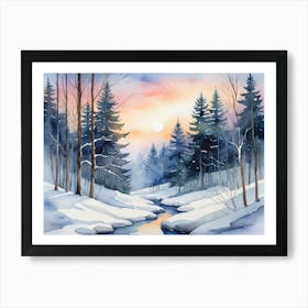 Winter Landscape Painting Art Print