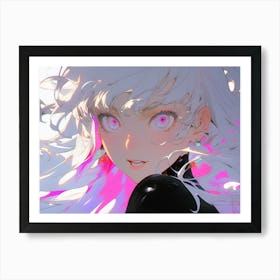 Girl With White Hair And Pink Eyes Art Print