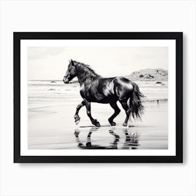 A Horse Oil Painting In Camps Bay Beach, South Africa, Landscape 3 Art Print