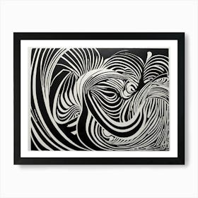 A Linocut Piece Depicting A Mysterious Abstract Shapes art, eclectic art, 194 Poster