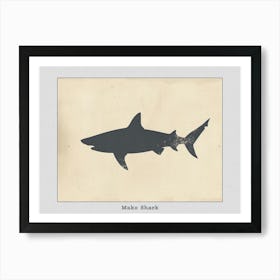 Mako Shark Grey Silhouette 4 Poster Art Print