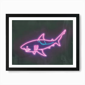 Pink Tiger Neon Shark 4 Art Print