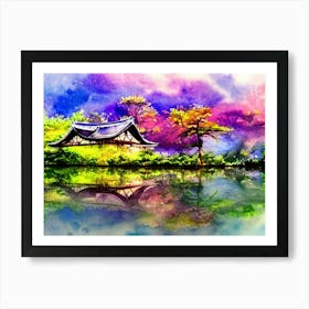 A Village With Thatched Roofs Art Print