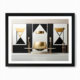 Gold And Black Paintings Art Print Art Print