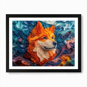 Chow Chow Paper Quilling Dog Portrait Art Print