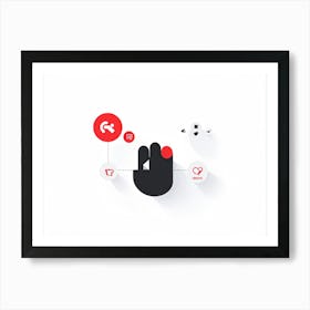 Black And White Image Of A Mouse With Icons Art Print