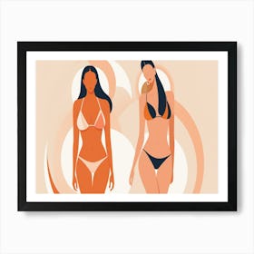 Two Women In Bikinis Art Print