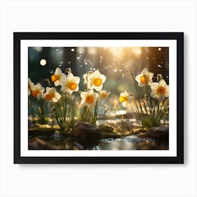 Daffodils In The Forest Art Print