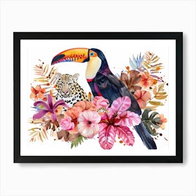 Toucan And Flowers Art Print