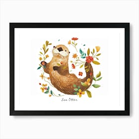 Little Floral Sea Otter 4 Poster Art Print