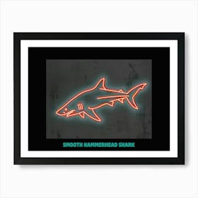 Orange Smooth Hammerhead Neon Shark 8 Poster Art Print