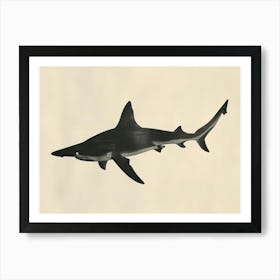 Scalloped Hammerhead Shark Grey Silhouette 2 Art Print