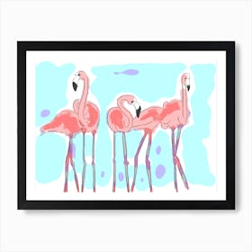 The Three Flamingos Art Print