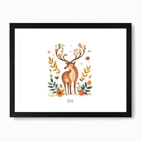 Little Floral Elk 1 Poster Art Print