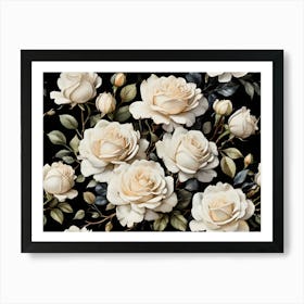 Default A Stunning Watercolor Painting Of Vibrant White Roses 0 (4) (1) Art Print