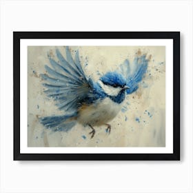 Calligraphic Wonders: Blue Chick Art Print