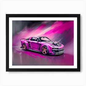 Pink Sports Car Affiche