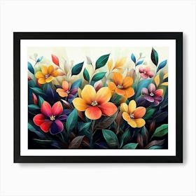 Beautiful Illustration Of Colorful Flowers 1 Art Print