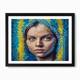 Ukrainian women against the war. Mosaic art. 1 Art Print